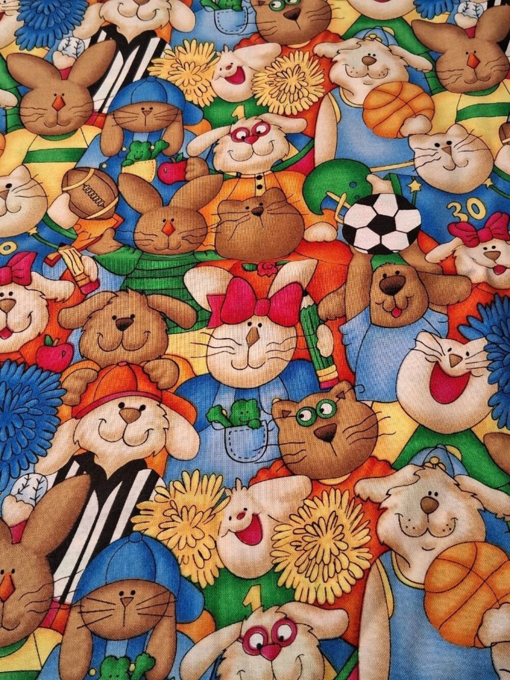 Jellybean Junction School Time Fabric Material Animals Sports Referee Sewing 55"